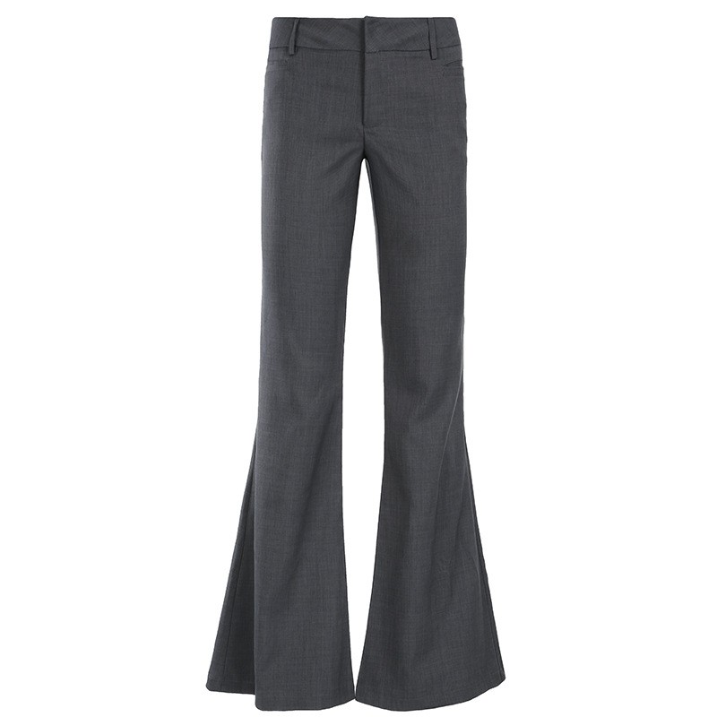 Tailored Trouser Wide - Серые брюки полной длины с микро-клешем,
