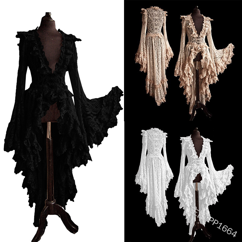 Victorian Women'S Formal Wear - Женское винтажное однотонное кружевное свадебное платье,